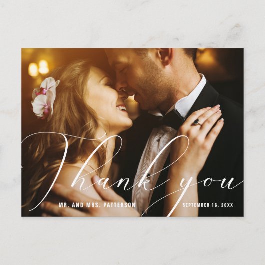 Elegante handkalligraphische Fotos Hochzeit Vielen Postkarte (Vorderseite)