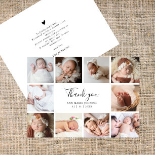 Elegante Handlettering Chic Foto Baby Shower Dankeskarte