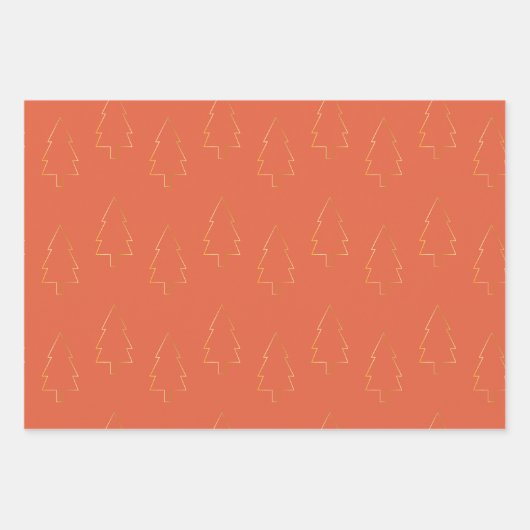 Elegante handrawn Patterns Gold Burnt Orange Geschenkpapier Set (Vorderseite 3)