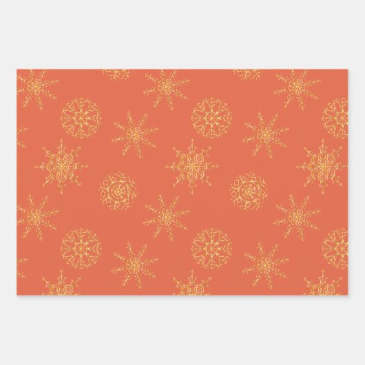 Elegante handrawn Patterns Gold Burnt Orange Geschenkpapier Set (Vorderseite 2)