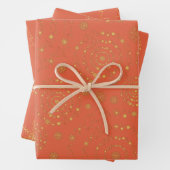 Elegante handrawn Patterns Gold Burnt Orange Geschenkpapier Set (Beispiel)