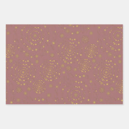 Elegante handrawn Patterns Gold Geschenkpapier Set
