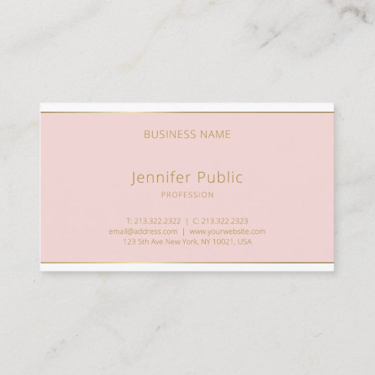 Elegante Handschrift Blush Pink Gold Chic Vorlage Visitenkarte (Rückseite)