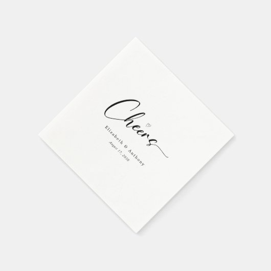 Elegante Handschrift Cheers Personalisiert Hochzei Serviette (Ecke)