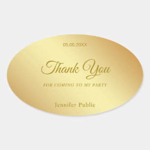 Elegante Handschrift Danke Text Gold Vorlage Ovaler Aufkleber