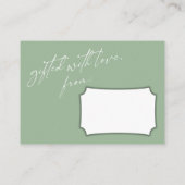 Elegante Handschrift Display Dusche Sagegrün Begleitkarte (Rückseite)