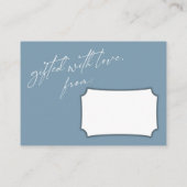 Elegante Handschrift Display Dusche Staubblau Begleitkarte (Rückseite)