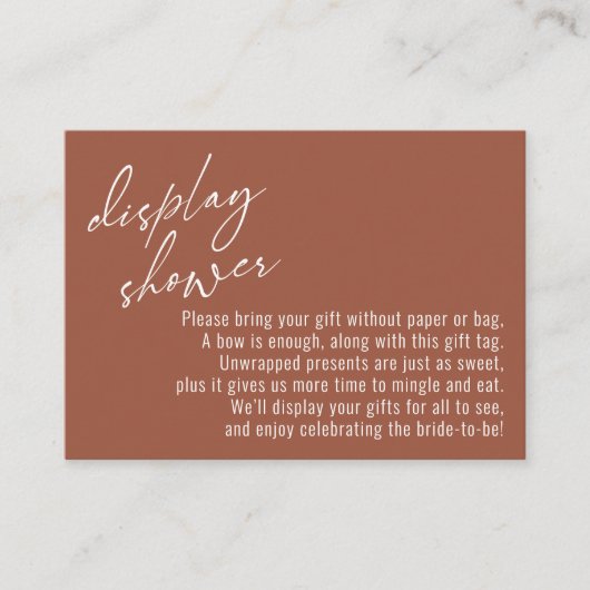 Elegante Handschrift Display Dusche Terracotta Begleitkarte (Vorderseite)