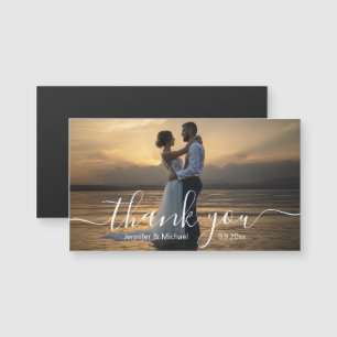 elegante Handschrift Hochzeit Danke Foto Magnet