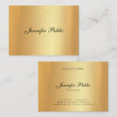 Elegante Handschrift Kalligraphie Imitate Gold Sch Visitenkarte (Vorne/Hinten)