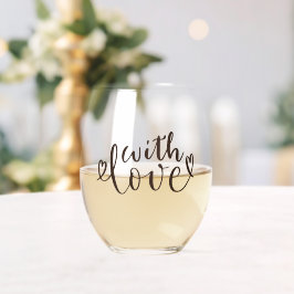 Elegante Handschrift Mit Liebe Schriftzug Weinglas Ohne Stiel