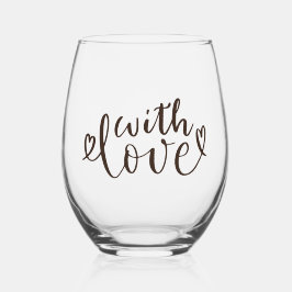 Elegante Handschrift Mit Liebe Schriftzug Weinglas Ohne Stiel