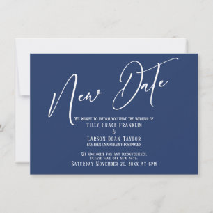 Elegante Handschrift Neue Datum Navy Ankündigung