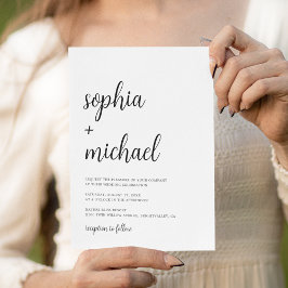 Elegante Handschrift Schwarz-weiße Hochzeit Einladung