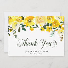 Elegante Handschrift Summer Yellow Rose Floral Dankeskarte
