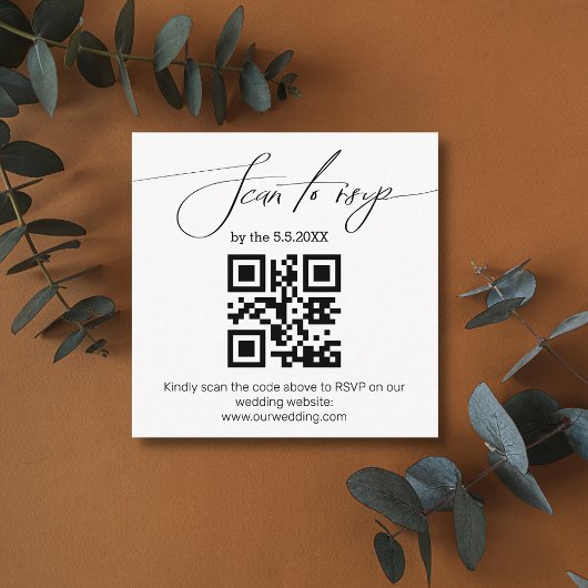 elegante Handschrift uAwg qr Code Hochzeit einfach Begleitkarte