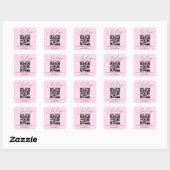 elegante Handschrift uAwg qr Code Hochzeitsrosa Quadratischer Aufkleber (Blatt)