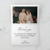 elegante handschriftliche Hochzeit 2 Fotos Dankeskarte (Innenseite)