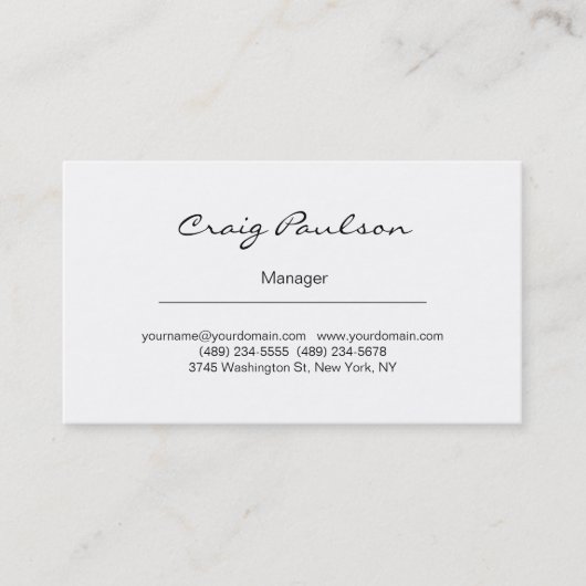 Elegante Handwriting Black & White Business Card Visitenkarte (Vorderseite)