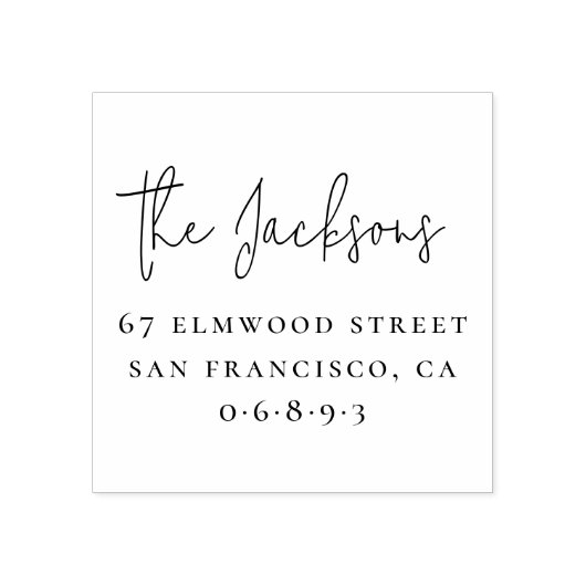 Elegante Handwriting Familienname und Seriennummer Gummistempel (Prägung)