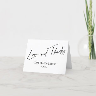 Elegante Handwriting-Liebe und Dank Black & White Dankeskarte