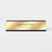 Elegante Handwriting Name Text Moderne Goldvorlage Schreibtischnamensplakette (Vorderseite )