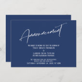 Elegante Handwriting Navy Postponement Ankündigung (Vorne/Hinten)