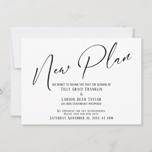 Elegante Handwriting Neue Plan Einfache Ankündigun Einladung (Vorderseite)