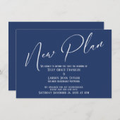 Elegante Handwriting New Plan Navy Ankündigung (Vorne/Hinten)