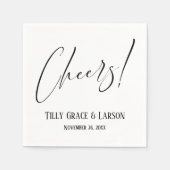 Elegante Handwriting Script Typografy Cheers! Serviette (Vorderseite)