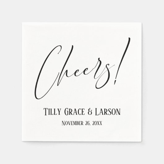 Elegante Handwriting Script Typografy Cheers! Serviette (Vorderseite)