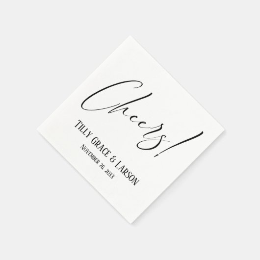 Elegante Handwriting Script Typografy Cheers! Serviette (Ecke)