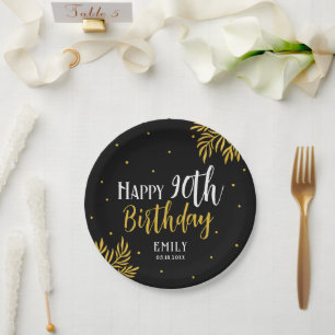 Elegante Happy 90. Geburtstag Gold Folierung Party Pappteller