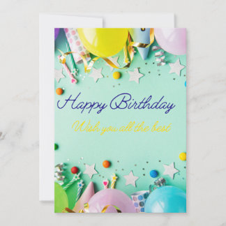 Elegante Happy Birthday Card - farbenfrohe Balloon Einladung