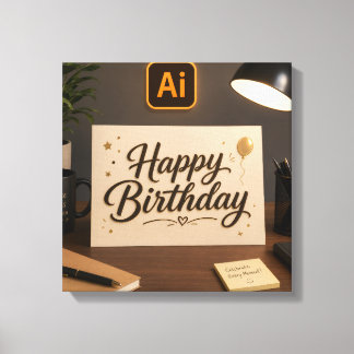 Elegante Happy Birthday Grußkarten-Mockup auf Woo Leinwanddruck