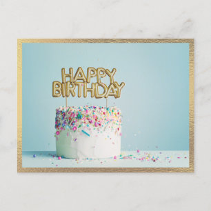 Elegante Happy Birthday Torte Modern Postkarte
