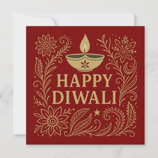Elegante Happy Diwali Gold Einladungskarte Einladung (Vorderseite)