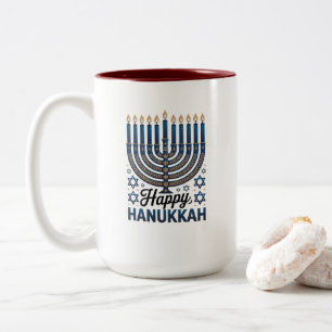 Elegante Happy Hanukkah jüdische Feiertagskunst Zweifarbige Tasse