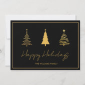 Elegante Happy Holidays Black Card Feiertagskarte (Vorderseite)