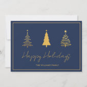 Elegante Happy Holidays Blue Card Feiertagskarte (Vorderseite)