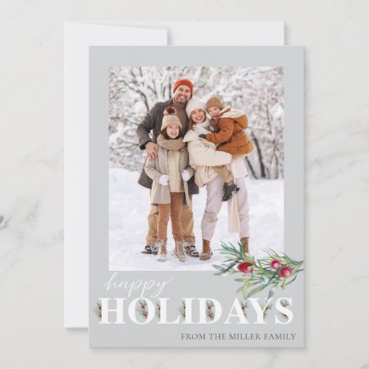 Elegante Happy Holidays Fotokarte Feiertagskarte (Vorderseite)