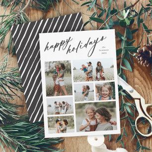 Elegante Happy Holidays Schrift-Typografie 7 Foto Feiertagskarte