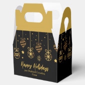 Elegante Happy Holidays Schwarzes Gold Custom Corp Geschenkschachtel (Geöffnet)