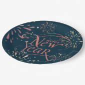 Elegante Happy New Year Gold Foil Pappteller (Schrägansicht)
