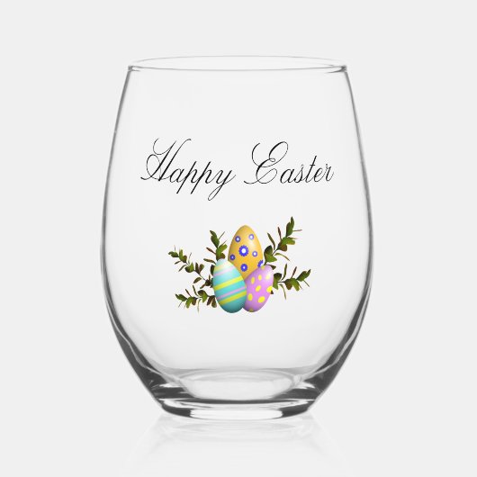 Elegante Happy Oaster Decorative Eier Weinglas Ohne Stiel (Vorderseite)
