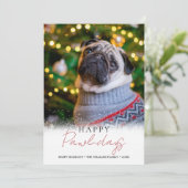 Elegante Happy Pawlidays Foto Dog Pet Holiday Card Einladung (Stehend Vorderseite)