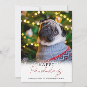 Elegante Happy Pawlidays Foto Dog Pet Holiday Card Einladung
