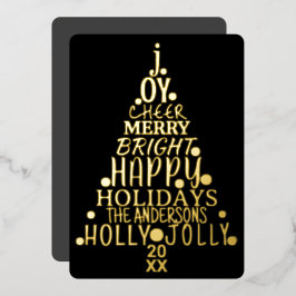 Elegante Happy Word Art Collection Folien Feiertagskarte