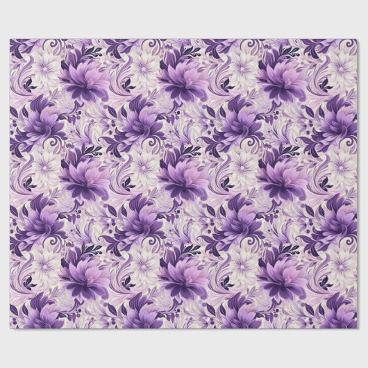 Elegante Harmonie: Violette und weiße Blume Geschenkpapier (Flach)
