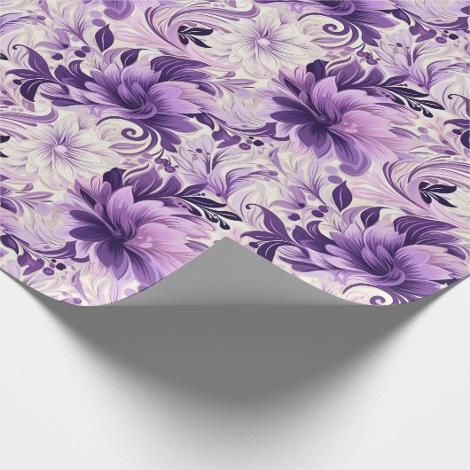 Elegante Harmonie: Violette und weiße Blume Geschenkpapier (Ecke)